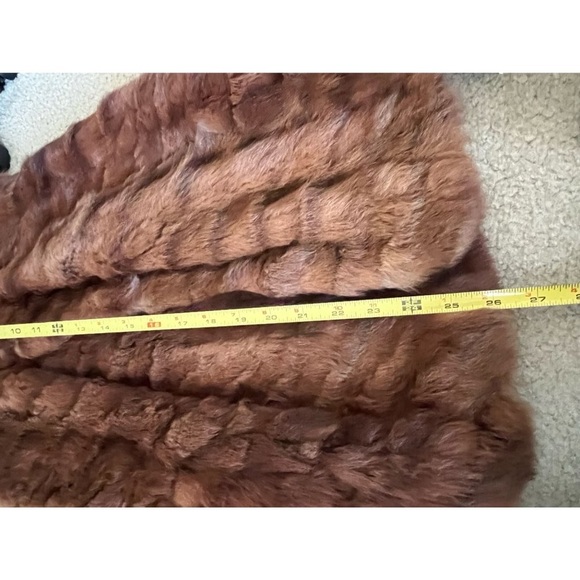 Vintage muskrat mink fox fur herringbone pattern soft brown cape overcoat - Picture 12 of 16